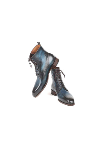 Paul Parkman Handmade Designer Shoes Men's Brown Burnished Leather Lace-Up Boots (PM5867)-AmbrogioShoes