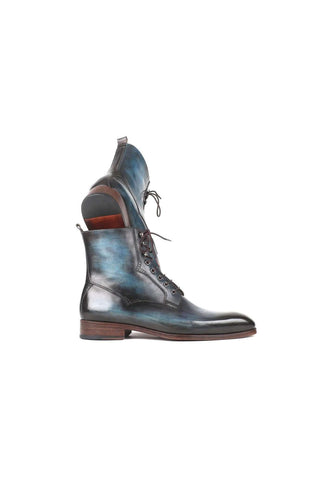Paul Parkman Handmade Designer Shoes Men's Brown Burnished Leather Lace-Up Boots (PM5867)-AmbrogioShoes