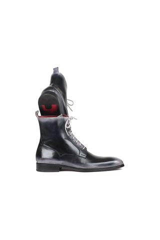 Paul Parkman Handmade Designer Shoes Men's Brown Burnished Leather Lace-Up Boots (PM5867)-AmbrogioShoes