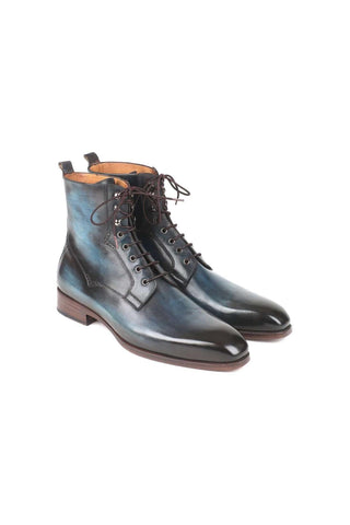 Paul Parkman Handmade Designer Shoes Men's Brown Burnished Leather Lace-Up Boots (PM5867)-AmbrogioShoes