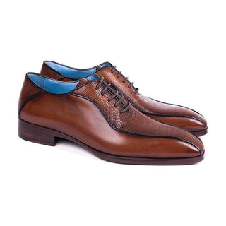Paul Parkman Handmade Designer Shoes Men's Brown Iguana Bicycle Toe Oxfords (PM5809)
