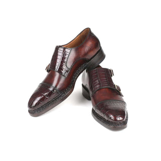 Paul Parkman Handmade Designer Shoes Men's Brown Norwegian Construction Crocodile Loafers LX784CR (PM5710)