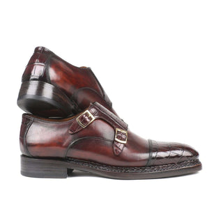 Paul Parkman Handmade Designer Shoes Men's Brown Norwegian Construction Crocodile Loafers LX784CR (PM5710)