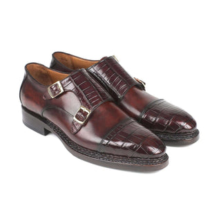 Paul Parkman Handmade Designer Shoes Men's Brown Norwegian Construction Crocodile Loafers LX784CR (PM5710)