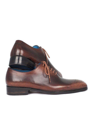 Paul Parkman Handmade Designer Shoes Men's Camel & Brown Wholecut Oxfords (PM5403)-AmbrogioShoes