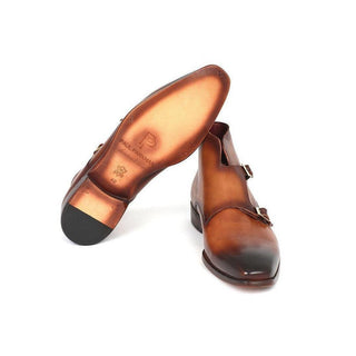 Paul Parkman Handmade Designer Shoes Men's Designer Shoes Double Monkstrap Brown Boots (PM3005)-AmbrogioShoes