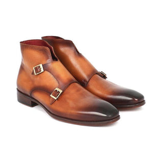 Paul Parkman Handmade Designer Shoes Men's Designer Shoes Double Monkstrap Brown Boots (PM3005)-AmbrogioShoes