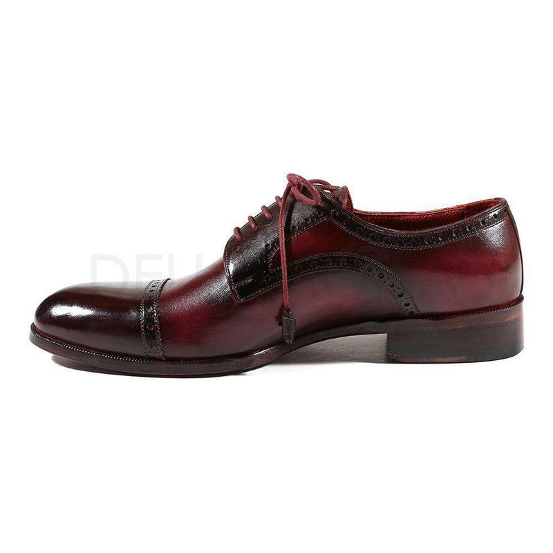 Paul Parkman Handmade Shoes Men's Shoes Purple & Bordeaux Cap Toe Derby Oxfords (PM2005)-AmbrogioShoes