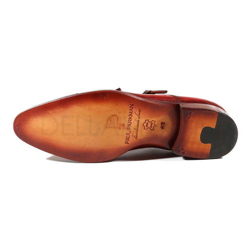 Paul Parkman Handmade Shoes Men's Shoes Studded Cap Toe Double Monkstraps Burgundy Loafers (PM2002)-AmbrogioShoes