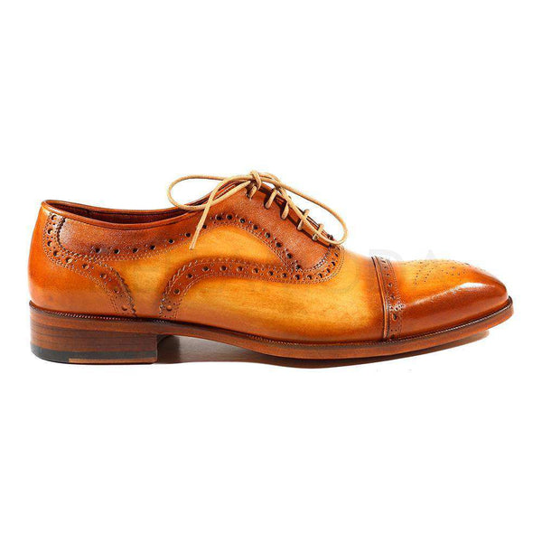 Paul Parkman Handmade Shoes Men's Shoes Tan Color Cap Toe Oxfords (PM2016)-AmbrogioShoes