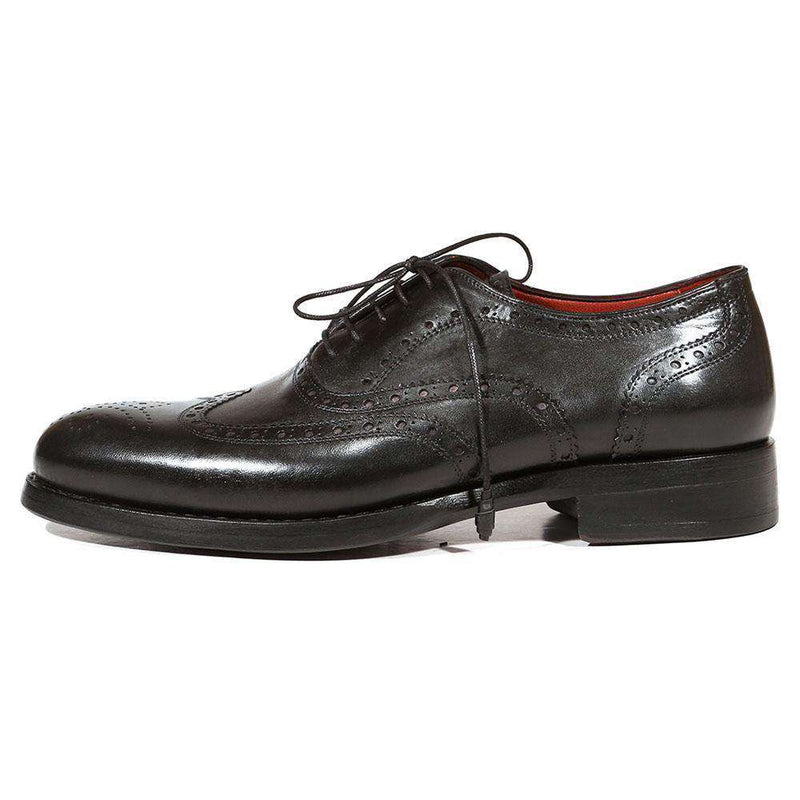Paul Parkman Handmade Shoes Men's Shoes Wingtip Goodyear Welted Black Oxfords (PM3015)-AmbrogioShoes