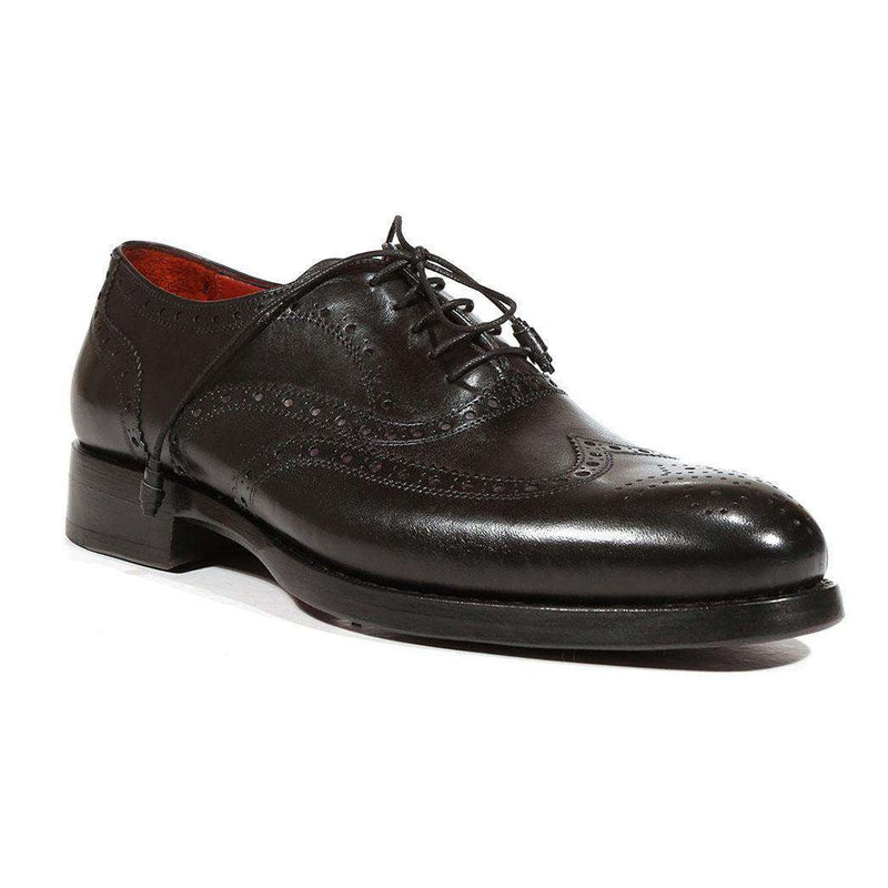 Paul Parkman Handmade Shoes Men's Shoes Wingtip Goodyear Welted Black Oxfords (PM3015)-AmbrogioShoes