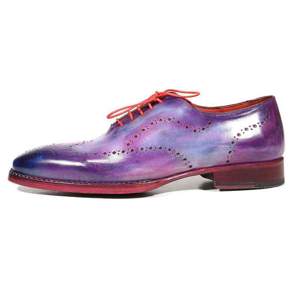 Paul Parkman Handmade Shoes Men's Shoes Wingtip Goodyear Welted Purple Oxfords (PM3000)-AmbrogioShoes
