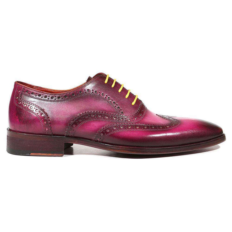 Paul Parkman Handmade Shoes Men's Shoes Wingtip Hand-Painted Lilac Oxfords (PM3012)-AmbrogioShoes