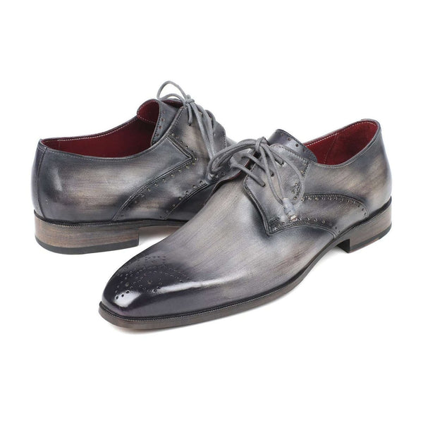 Paul Parkman Handmade Shoes Men's Gray Medallion Toe Derby Oxfords (PM5861)-AmbrogioShoes