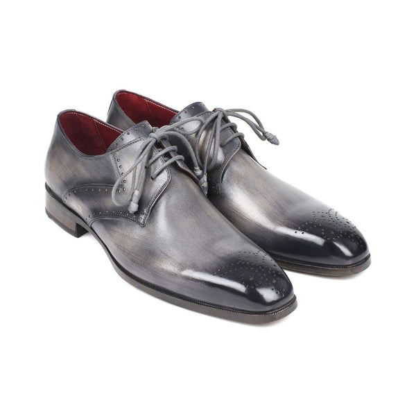 Paul Parkman Handmade Shoes Men's Gray Medallion Toe Derby Oxfords (PM5861)-AmbrogioShoes