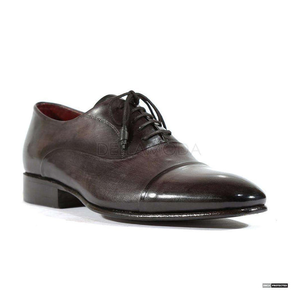 Paul Parkman Handmade Shoes Mens Handmade Captoe Black & Gray Oxfords (PM1105)-AmbrogioShoes