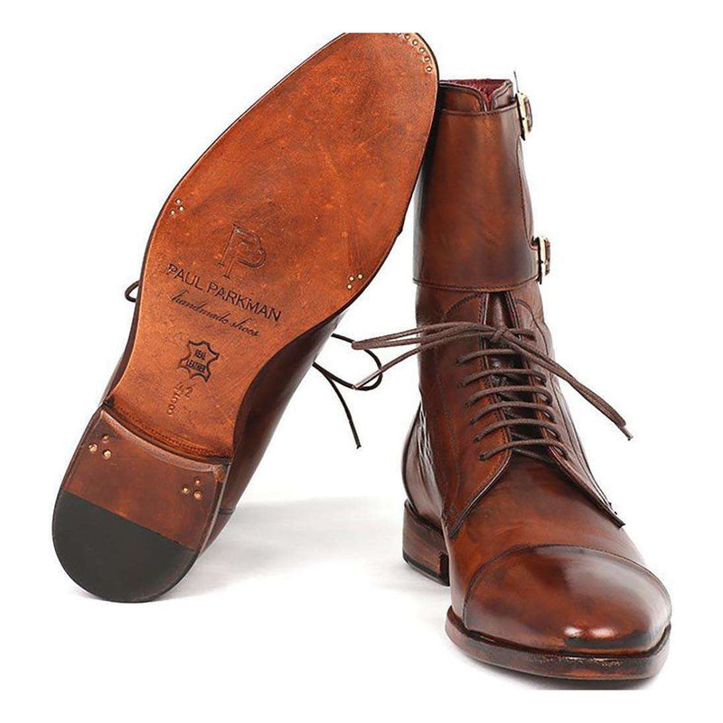 Paul Parkman Handmade Shoes Men's Handmade Shoes Calfskin High Boots Brown Boots (PM4029)-AmbrogioShoes