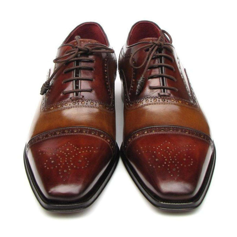 Paul Parkman Handmade Shoes Men's Handmade Shoes Captoe Camel Red Oxfords (PM5222)-AmbrogioShoes