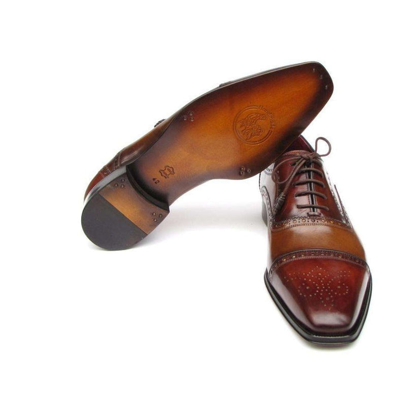 Paul Parkman Handmade Shoes Men's Handmade Shoes Captoe Camel Red Oxfords (PM5222)-AmbrogioShoes