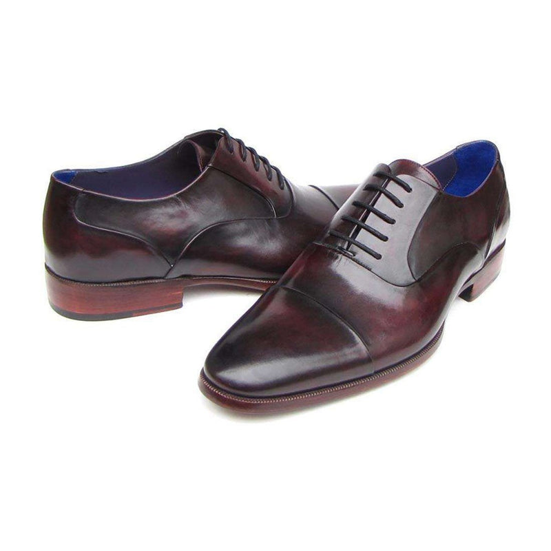 Paul Parkman Handmade Shoes Men's Handmade Shoes Captoe Leather Black / Purple Oxfords (PM4028)-AmbrogioShoes