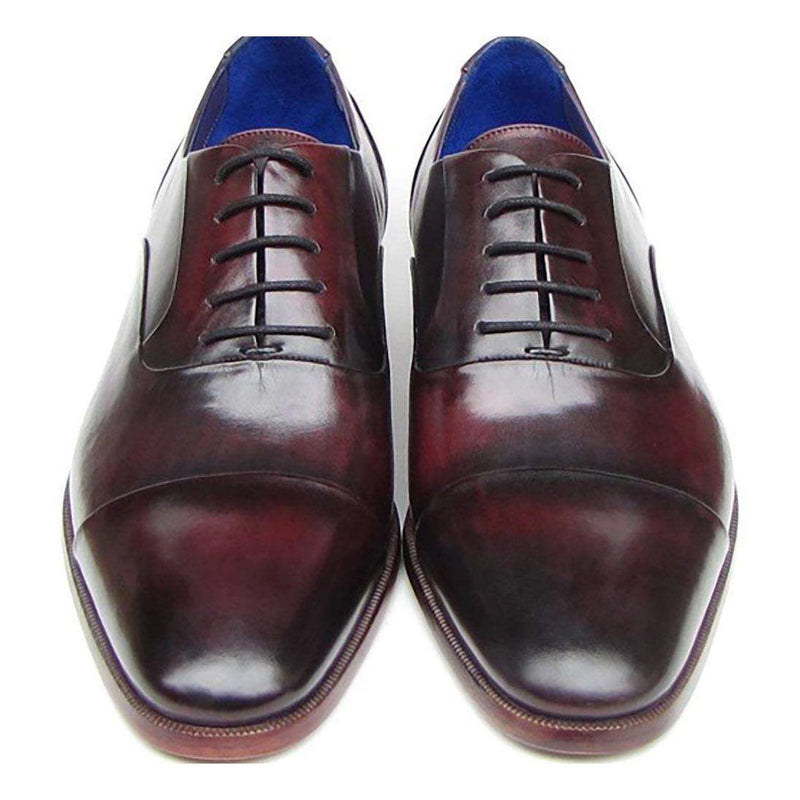 Paul Parkman Handmade Shoes Men's Handmade Shoes Captoe Leather Black / Purple Oxfords (PM4028)-AmbrogioShoes