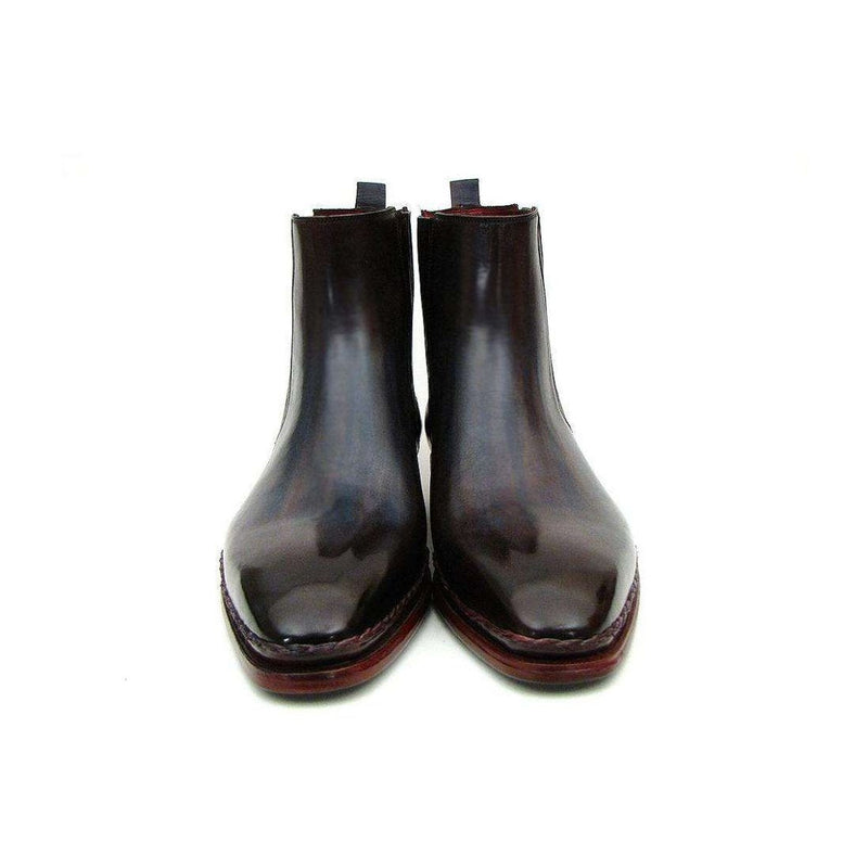 Paul Parkman Handmade Shoes Men's Handmade Shoes Chelsea Navy Burgundy Boots (PM5233)-AmbrogioShoes
