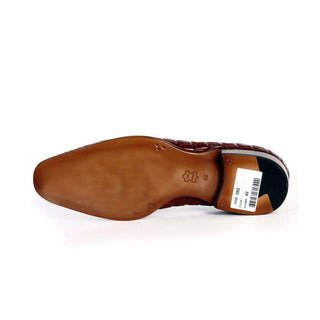 Paul Parkman Handmade Designer Shoes Men's Handmade Designer Shoes Crocodile Embossed Calfskin Tassel Brown Loafers (PM5214)