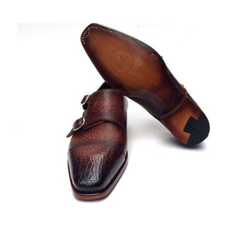 Paul Parkman Handmade Designer Shoes Men's Handmade Designer Shoes Double Monkstraps Brown Loafers (PM5237)