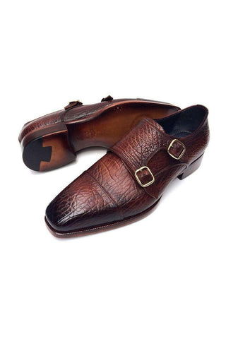 Paul Parkman Handmade Designer Shoes Men's Handmade Designer Shoes Double Monkstraps Brown Loafers (PM5237)-AmbrogioShoes