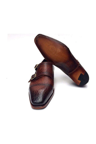 Paul Parkman Handmade Designer Shoes Men's Handmade Designer Shoes Double Monkstraps Brown Loafers (PM5237)-AmbrogioShoes