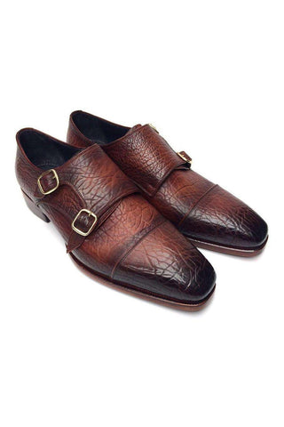 Paul Parkman Handmade Designer Shoes Men's Handmade Designer Shoes Double Monkstraps Brown Loafers (PM5237)-AmbrogioShoes