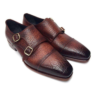 Paul Parkman Handmade Designer Shoes Men's Handmade Designer Shoes Double Monkstraps Brown Loafers (PM5237)