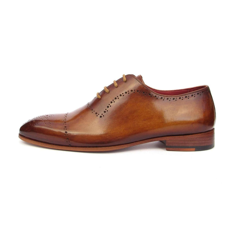 Paul Parkman Handmade Shoes Men's Light Brown Calf-skin Leather Classic Brogue Oxfords ZLS32CML (PM5915)-AmbrogioShoes