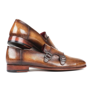 Paul Parkman Handmade Designer Shoes Men's Olive Calf-skin Leather Double Monkstrap Loafers HR67LV (PM5914)-AmbrogioShoes