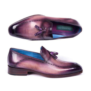 Paul Parkman Handmade Designer Shoes Men's Purple Calfskin Tassel Loafers (PM5811)-AmbrogioShoes