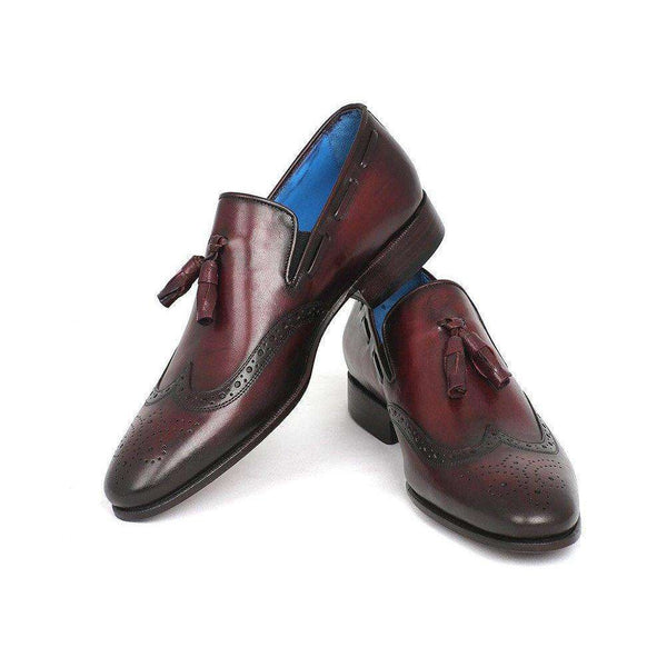 Paul Parkman Handmade Shoes Men's Wingtip Tassel Bordeaux Loafers (PM5464)-AmbrogioShoes