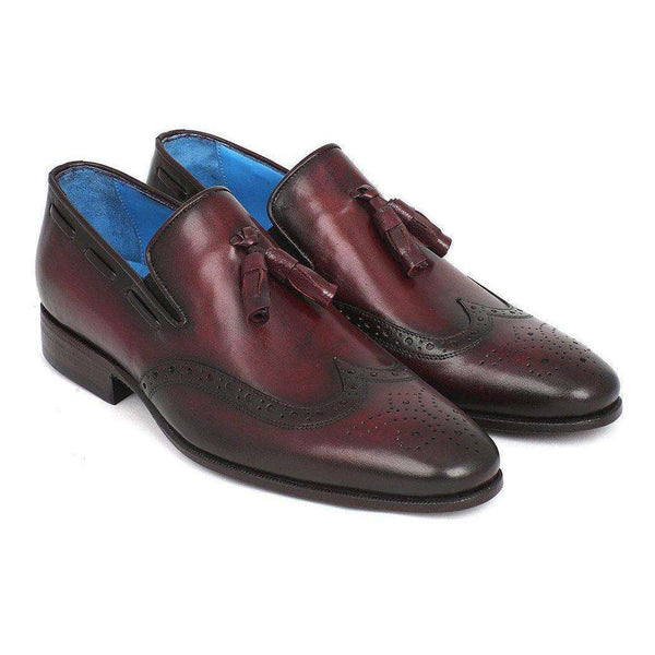 Paul Parkman Handmade Shoes Men's Wingtip Tassel Bordeaux Loafers (PM5464)-AmbrogioShoes