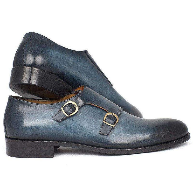 Paul Parkman Handmade Shoes Navy Double Monkstrap Loafers (PM5410)-AmbrogioShoes