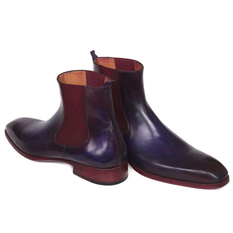 Paul Parkman Handmade Shoes Navy & Purple Chelsea Boots (PM5602)-AmbrogioShoes
