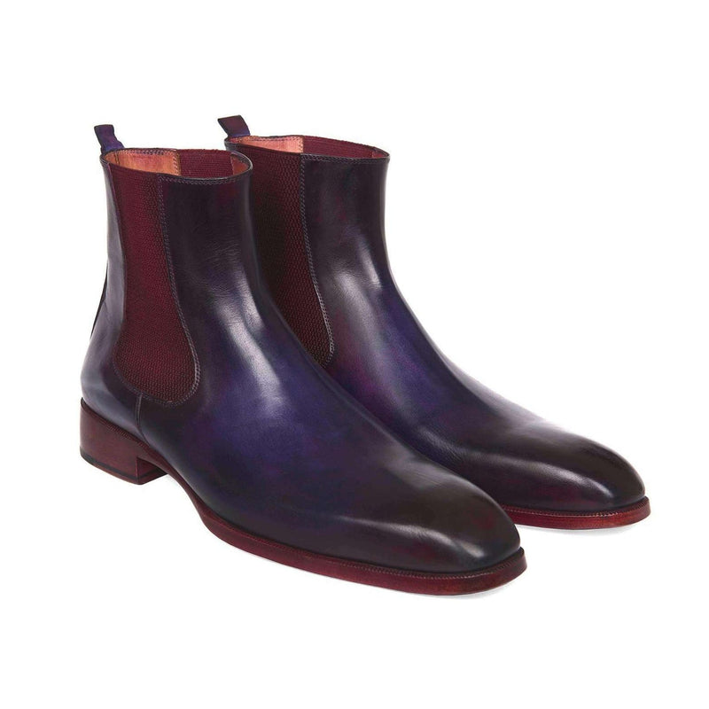 Paul Parkman Handmade Shoes Navy & Purple Chelsea Boots (PM5602)-AmbrogioShoes
