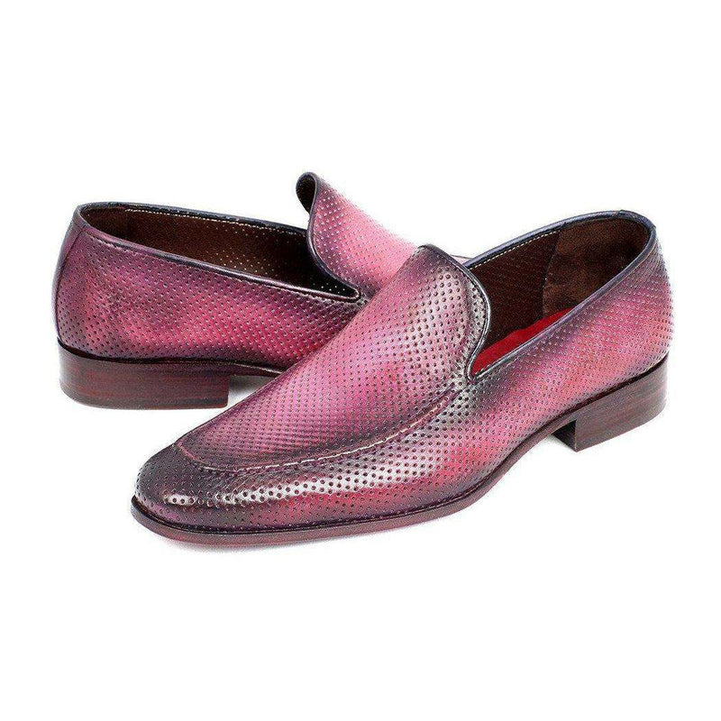 Paul Parkman Handmade Shoes Perforated Leather Purple Loafers (PM5451)-AmbrogioShoes