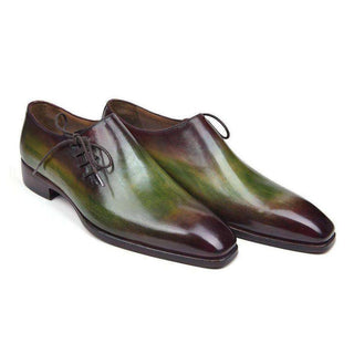 Paul Parkman Handmade Designer Shoes Side Lace Green & Bordeaux Oxfords (PM5506)-AmbrogioShoes