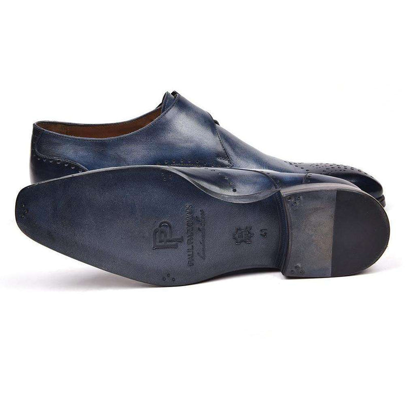 Paul Parkman Handmade Shoes Wingtip Single Monkstraps Navy Loafers (PM5502)-AmbrogioShoes