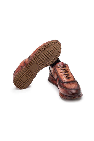 Paul Parkman LB704 Textured Leather Embossed Sneakers-AmbrogioShoes