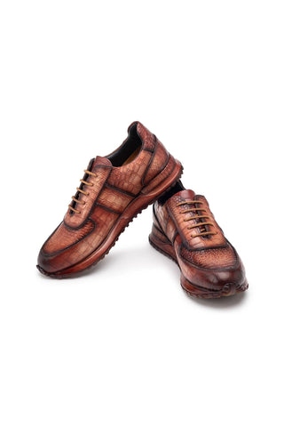 Paul Parkman LB704 Textured Leather Embossed Sneakers-AmbrogioShoes