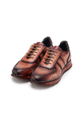 Paul Parkman LB704 Textured Leather Embossed Sneakers-AmbrogioShoes