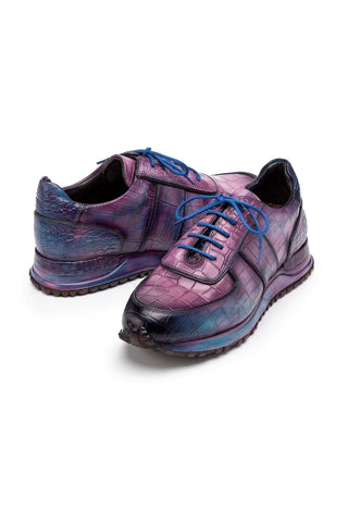 Paul Parkman LB704 Textured Leather Embossed Sneakers-AmbrogioShoes