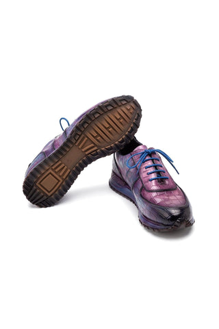 Paul Parkman LB704 Textured Leather Embossed Sneakers-AmbrogioShoes