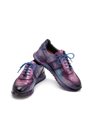 Paul Parkman LB704 Textured Leather Embossed Sneakers-AmbrogioShoes